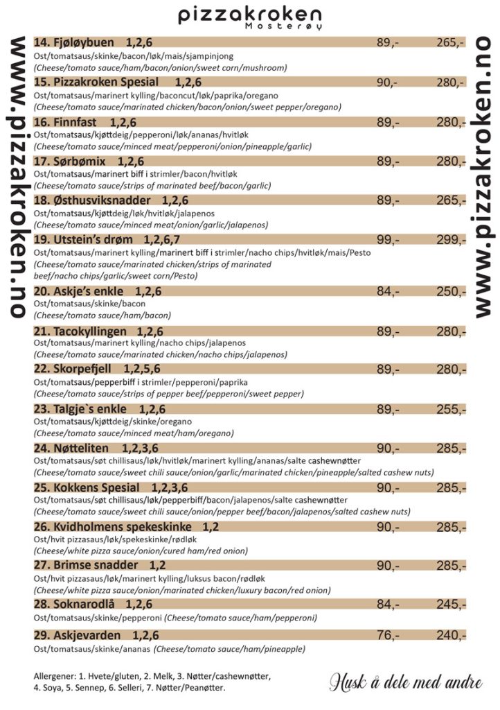 Meny Pizzakroken 2026